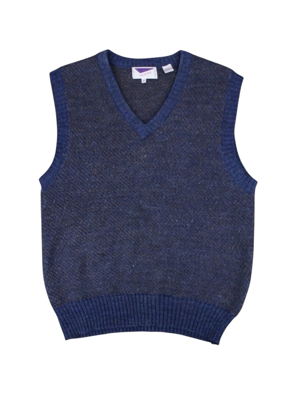 Vintage 90s Sweater Vest Knit V-Neck‎ Blue Wool BlendPullover Men's Size Medium